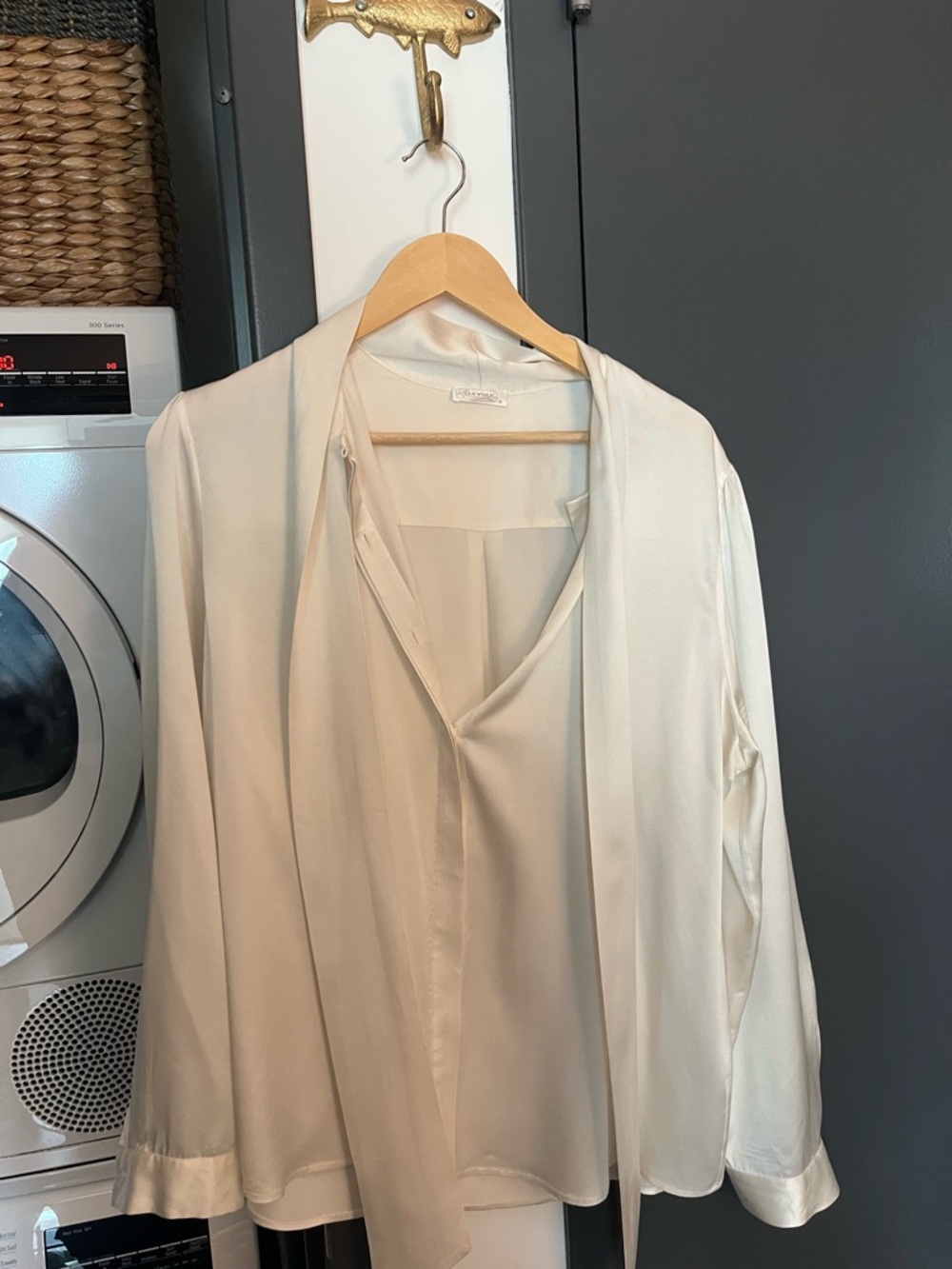 Silk Cream Tie Front Blouse
